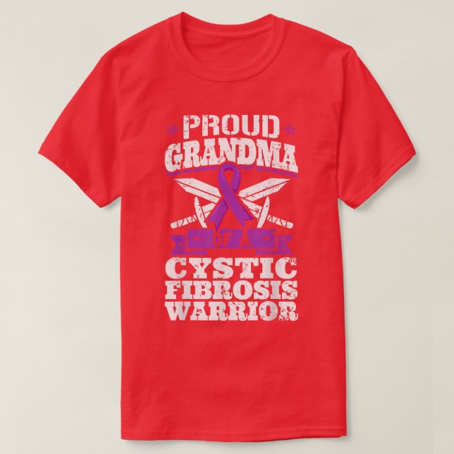 Proud Grandma Of A Cystic Fibrosis Warrior Awarene T-Shirt (Design Front)