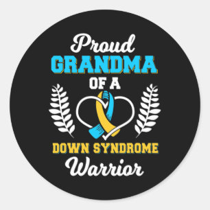 Proud Grandma Of A Down Syndrome Warrior Ribbon Tr Classic Round Sticker