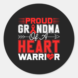 Proud Grandma Of A Heart Warrior Heart Disease Awa Classic Round Sticker