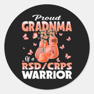 Proud Grandma Of A Rsd Crps Warrior Awareness Boxi Classic Round Sticker