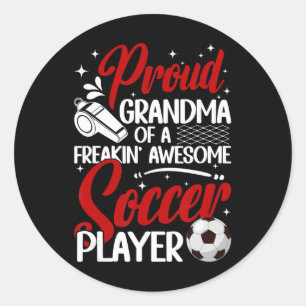 Proud Grandma Of A Soccer Player Grandma Soccer Gr Classic Round Sticker