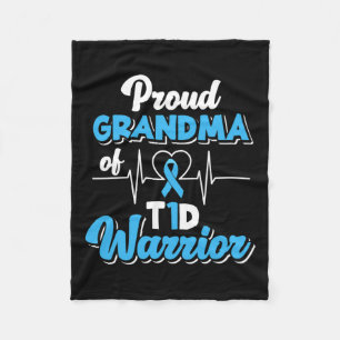 Proud Grandma Of A T1d Warrior Diabetic Diabetes A Fleece Blanket