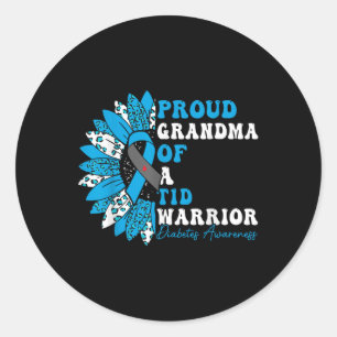 Proud Grandma Of A T1d Warrior Type 1 Diabetes Classic Round Sticker