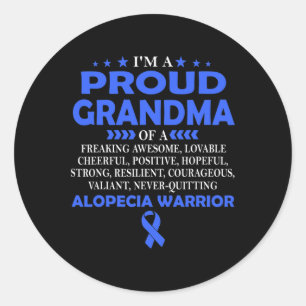 Proud Grandma Of Alopecia Warrior T Classic Round Sticker