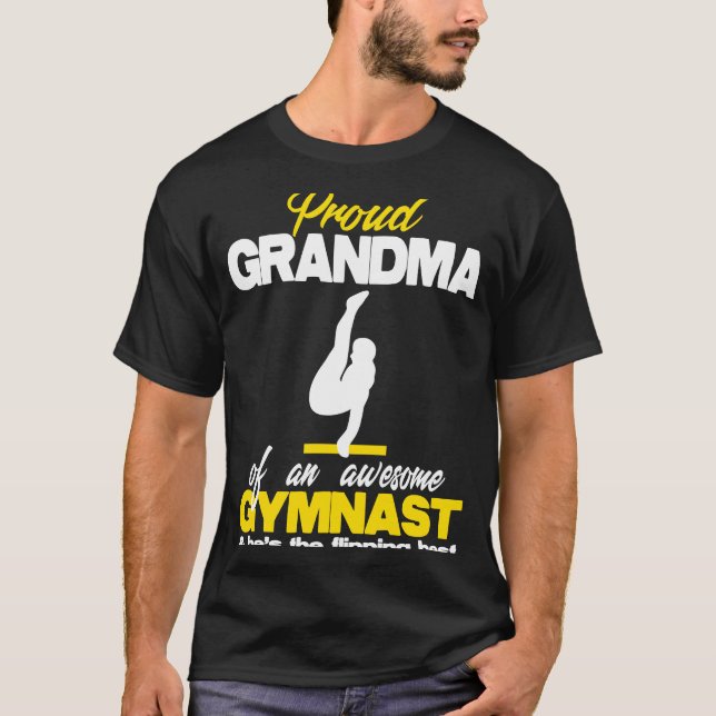 Proud Grandma of an Awesome Boy Gymnast bars Compe T-Shirt (Front)