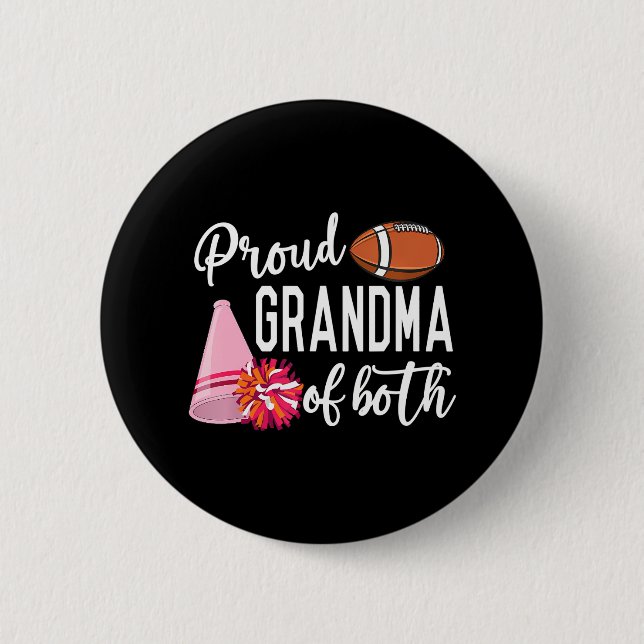 Proud Grandma Of Cheerleader & Football Player 6 Cm Round Badge (Front)