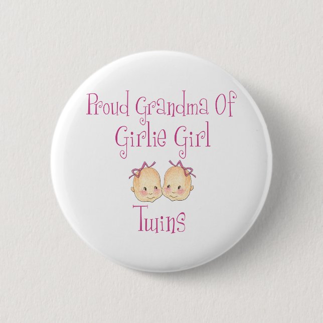 Proud Grandma of Girl Twins 6 Cm Round Badge (Front)