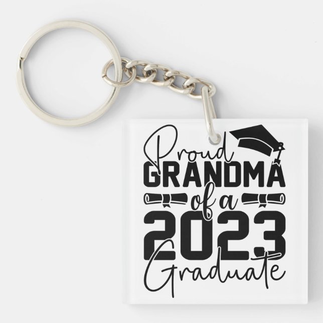 Proud Grandma Of Graduate 2023 Key Ring (Front)