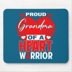 Proud Grandma Of Heart Warrior Heart Disease Aware Mouse Mat