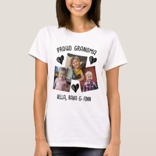 Proud Grandma   Personalised Photos and Names T-Shirt