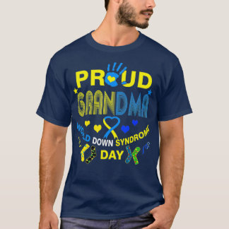 Proud Grandma Ribbon Heart Down Syndrome Day T-Shirt