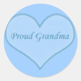Proud Grandma Stickers, Blue Classic Round Sticker