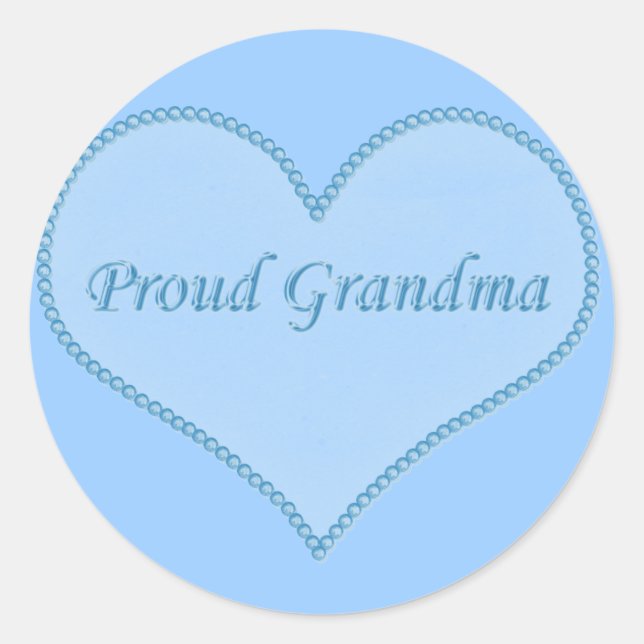 Proud Grandma Stickers, Blue Classic Round Sticker (Front)