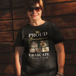Proud Grandmom of the Graduate T-Shirt<br><div class="desc">Graduation grandma t-shirt featuring a graduates mortarboard,  5 photos of your grandchild,  the saying "proud grandmom of the graduate",  their name,  place of study,  and class year.</div>