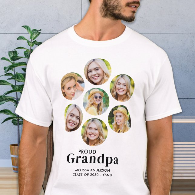 Proud GRANDMPA Custom 7 Photo Collage Graduation T-Shirt (Creator Uploaded)