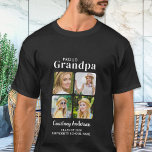 Proud GRANDMPA Modern Custom 4 Photo Graduation T-Shirt<br><div class="desc">Congratulations on your grandchild's graduation! As a proud grandpa, you deserve to show off your love and support with a personalised t-shirt. This retro-modern design features a photo collage showcasing four of your favourite memories with your graduate. Whether it's from high school, college, or university, this shirt is perfect for...</div>