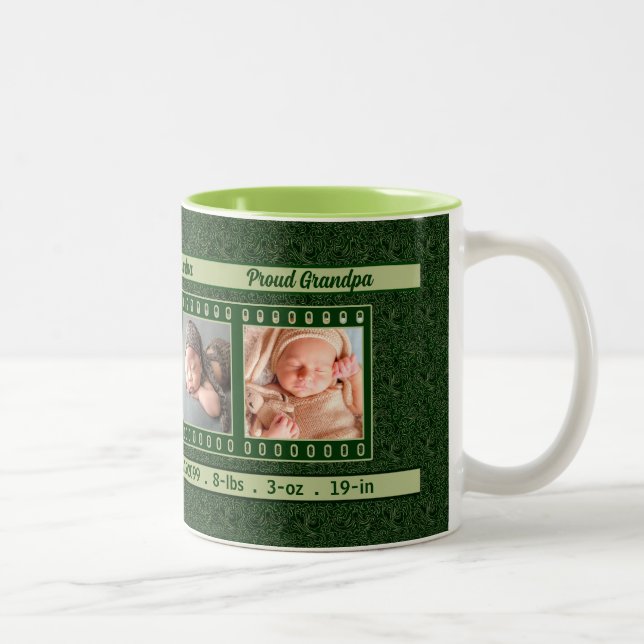 Proud Grandpa 4 Photo Mug Deep Vintage Green (Right)
