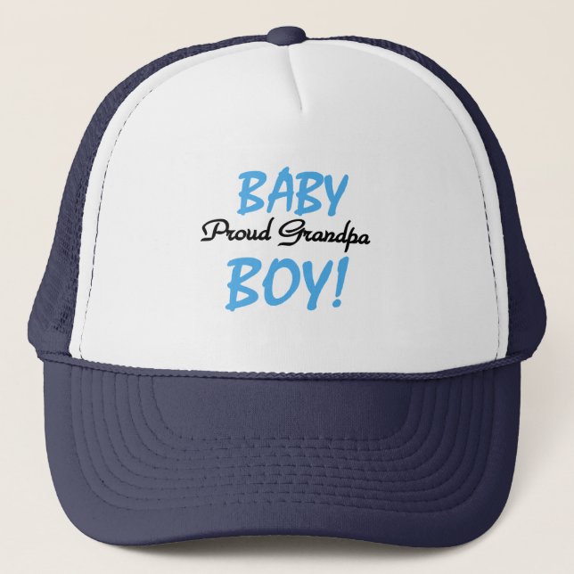 Proud Grandpa Baby Boy Tshirts and Gifts Trucker Hat (Front)