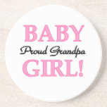 Proud Grandpa Baby Girl Gifts Coaster<br><div class="desc">Proud Grandpa of a Baby Girl mugs,  keepsake boxes,  tiles,  notebooks,  ornaments,  magnets,  and other proud grandpa clothing and gifts with a black and pink text design.</div>