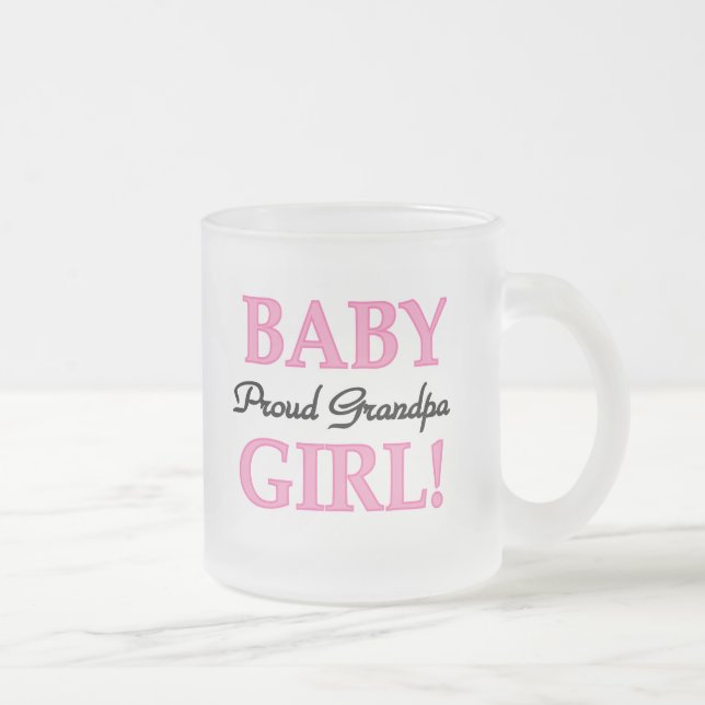 Proud Grandpa Baby Girl T-shirts and Gifts Frosted Glass Coffee Mug (Right)