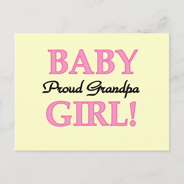 Proud Grandpa Baby Girl T-shirts and Gifts Postcard (Front)