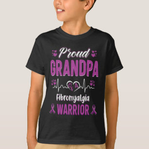Proud Grandpa Fibromyalgia Warrior Awareness Ribbo T-Shirt