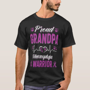 Proud Grandpa Fibromyalgia Warrior Awareness Ribbo T-Shirt
