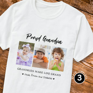 Proud Grandpa Grandkids Make life Grand 3 Photo  T-Shirt