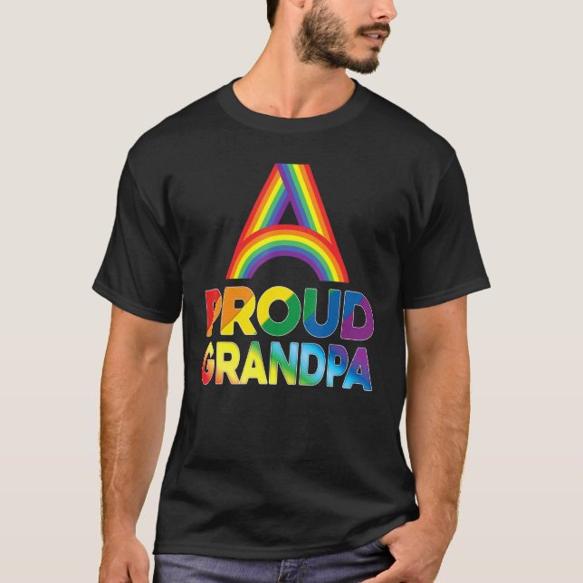 Proud Grandpa Lgbt Pride Gay Lesbian Rainbow Colou T-Shirt (Front)