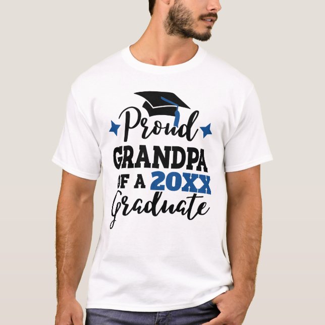 Proud Grandpa of 2022 graduate black blue cap T-Shirt (Front)