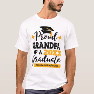 Proud Grandpa of 2022 graduate black gold cap name T-Shirt