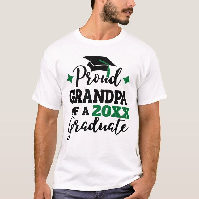 Proud Grandpa of 2022 graduate black green cap T-Shirt (Front)
