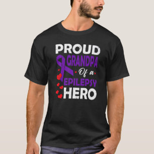 Proud Grandpa Of A Epilepsy Hero Warrior Purple Ri T-Shirt
