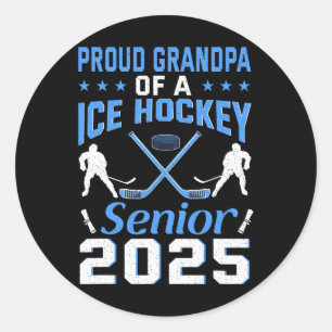 Proud Grandpa Of A Ice Hockey Senior 2025 Graduati Classic Round Sticker