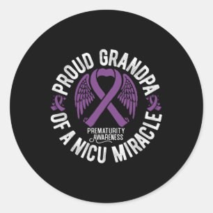 Proud Grandpa Of A Nicu Miracle Prematurity Awaren Classic Round Sticker