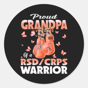 Proud Grandpa Of A Rsd Crps Warrior Awareness Boxi Classic Round Sticker