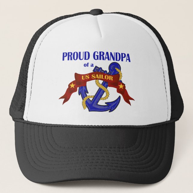 Proud Grandpa of a US Sailor Trucker Hat (Front)