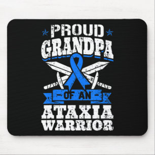 Proud Grandpa Of An Ataxia Warrior Awareness Ribbo Mouse Mat