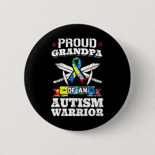Proud Grandpa Of An Autism Warrior Autistic Awaren 6 Cm Round Badge