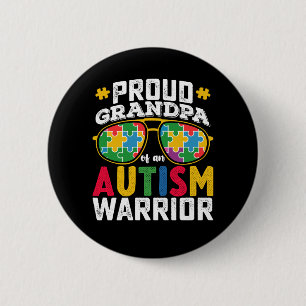 Proud Grandpa Of An Autism Warrior Family 6 Cm Round Badge