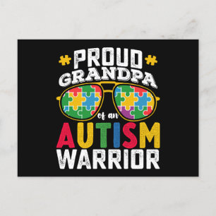 Proud Grandpa Of An Autism Warrior Family Postcard