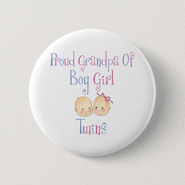 Proud Grandpa Of Boy Girl Twins 6 Cm Round Badge (Front)