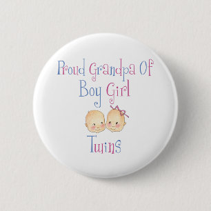 Proud Grandpa Of Boy Girl Twins 6 Cm Round Badge