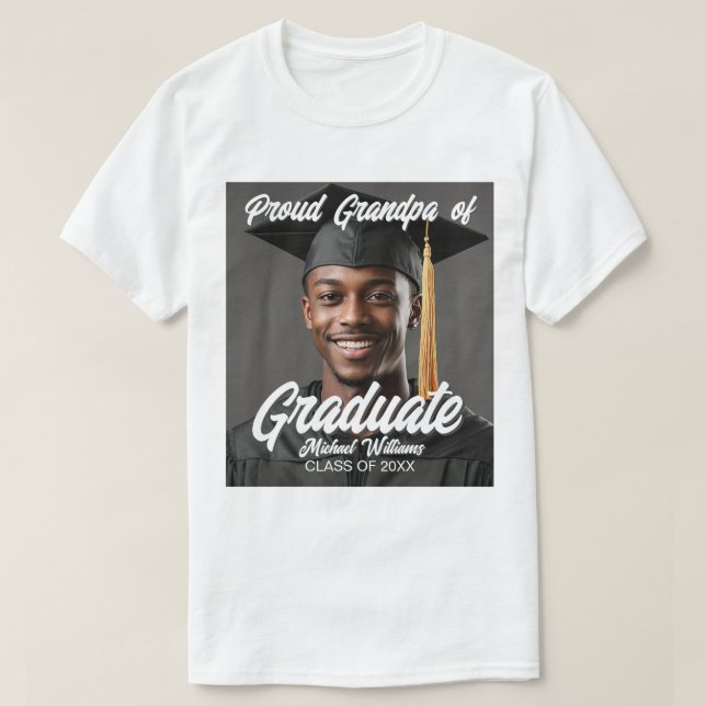 Proud Grandpa of Graduate Photo Graduation T-Shirt (Design Front)