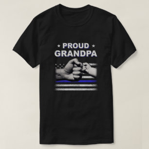 Proud Grandpa Police Thin Blue Line Flag Fathers D T-Shirt