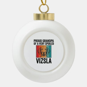 Proud Grandpa Vizsla Vintage Dog Lover Design_1 Ceramic Ball Christmas Ornament