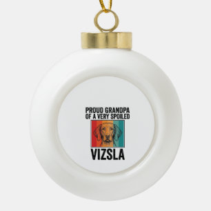 Proud Grandpa Vizsla Vintage Dog Lover Design_1 Ceramic Ball Christmas Ornament