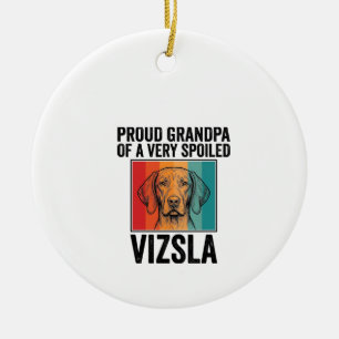 Proud Grandpa Vizsla Vintage Dog Lover Design_1 Ceramic Tree Decoration