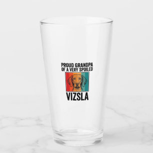 Proud Grandpa Vizsla Vintage Dog Lover Design_1 Glass
