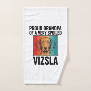 Proud Grandpa Vizsla Vintage Dog Lover Design_1 Hand Towel